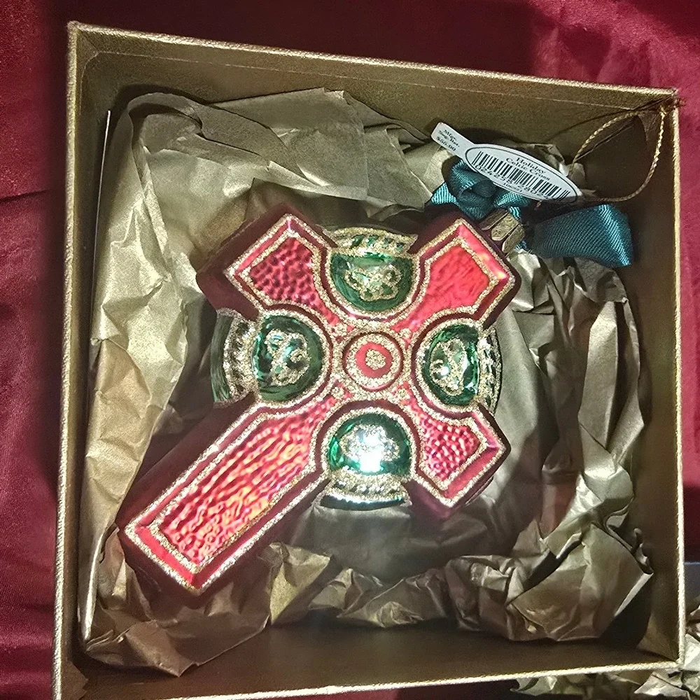 Waterford Holiday Heirlooms Celtic Cross Glass Ornament 1997 Limited 4802/7500